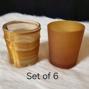 Amber Glass Votive Candle Holders - Set of 6